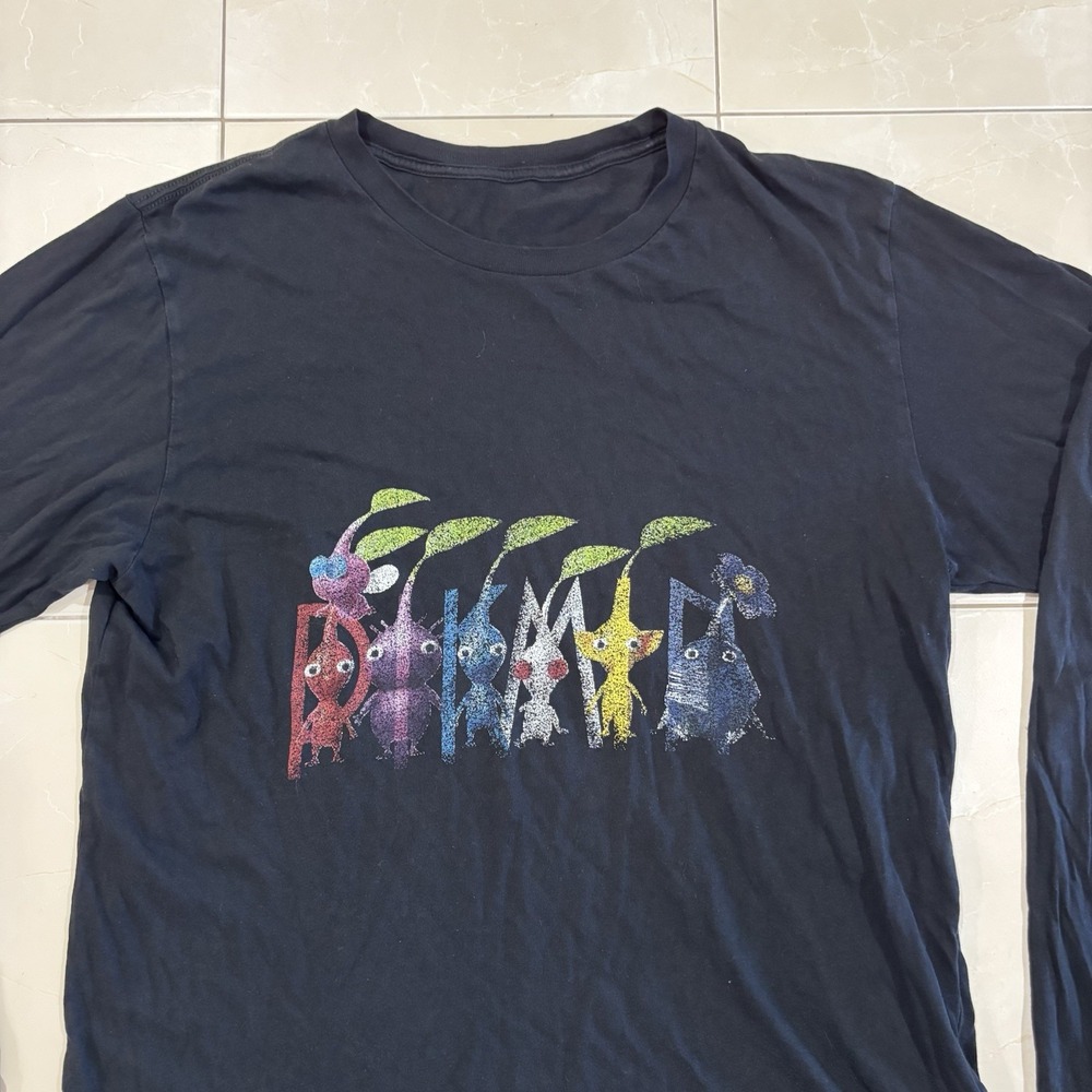 Vintage Pikmin T Shirt Nintendo Video Game Tee Y2K RARE Thrashed Black Men's M